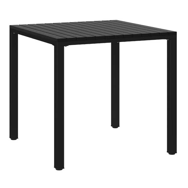 Frond&Form Modern Outdoor 31.5" Poly Plastic Square Table Top Patio Bistro Dining Table, Black