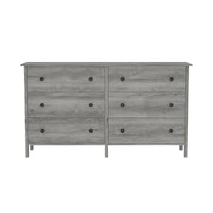 Kerani 6-Drawer Vintage Gray Oak Dresser (29.13 in. H x 52.56 in. W x 15.75 in. D)