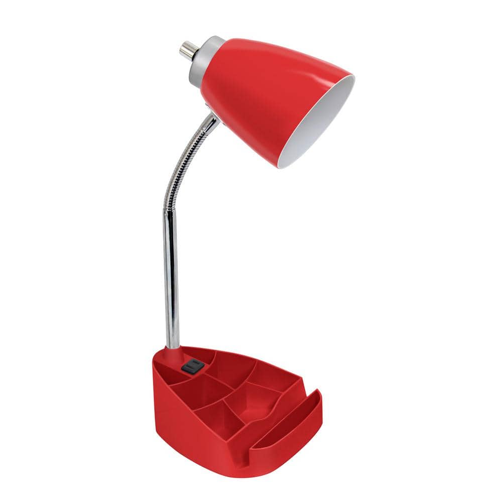 erstatte spørge tilgivet LimeLights 18.5 in. Gooseneck Organizer Desk Lamp with Holder and Charging  Outlet, Red LD1057-RED - The Home Depot