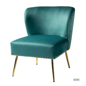 Basilio Blue Accent Wingback Chair with Nailhead Trim