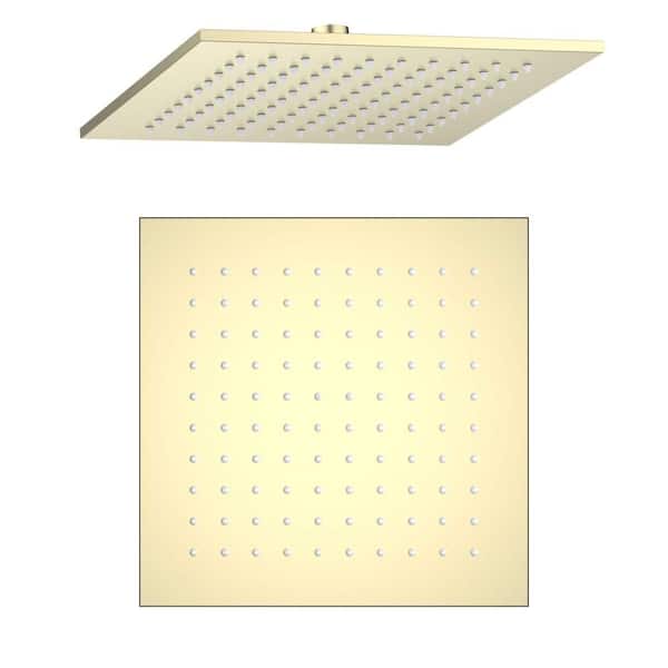 1-Spray Patterns with 1.75 GPM 10 in. Wall Mount Rain Fixed Shower Head with Corrosion Resistant in Brushed Gold