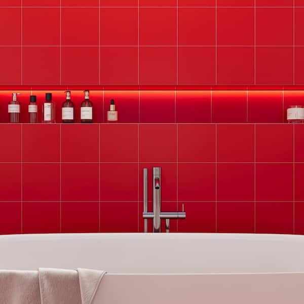 Merola Tile Monocolor Premium Rojo Volcan 7-7/8 in. x 7-7/8
