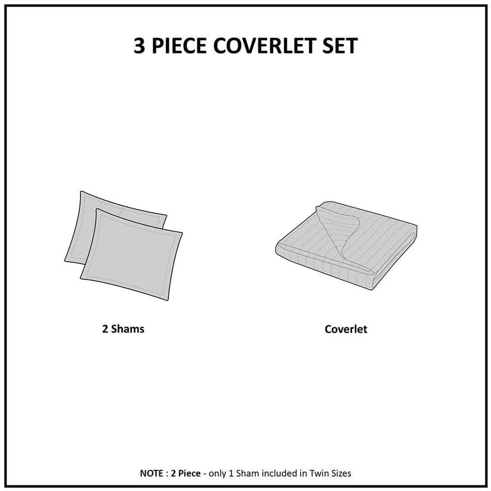 White Twin Reversible Microfiber Quilt Coverlet Set