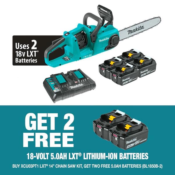LXT 14 in. 18V X2 (36V) Lithium-Ion Brushless Battery Chain Saw Kit with Four 5.0 Ah Batteries and Charger