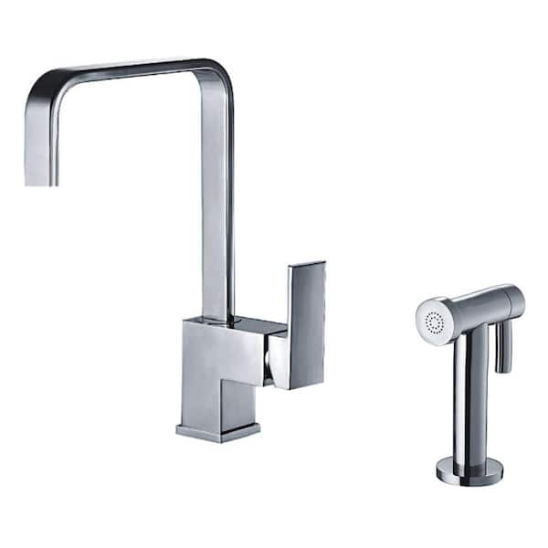Whitehaus Collection Jem Collection Single-Handle Side Sprayer Kitchen Faucet in Polished Chrome