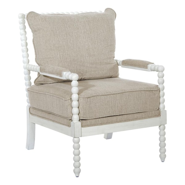 OSP Home Furnishings Kaylee Beige Linen Fabric Spindle Chair with ...