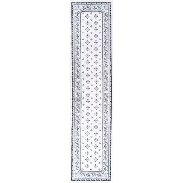 Acanthus Cream/Light Gray 2 ft. x 10 ft. French Border Runner Rug