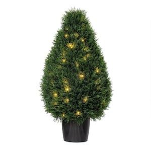 36 in. Green Artificial Cedar Teardrop Bush