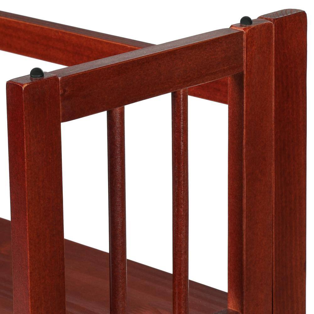 Mahogany 27.5" 3-Shelf Folding Stackable Bookcase