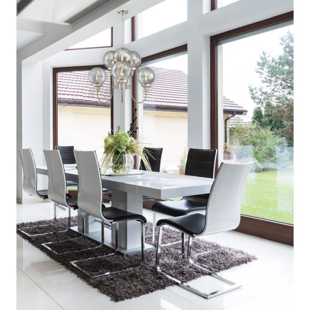 Elegant 6-Light Brushed Nickel Chandelier with Smoke Grey Glass Globes