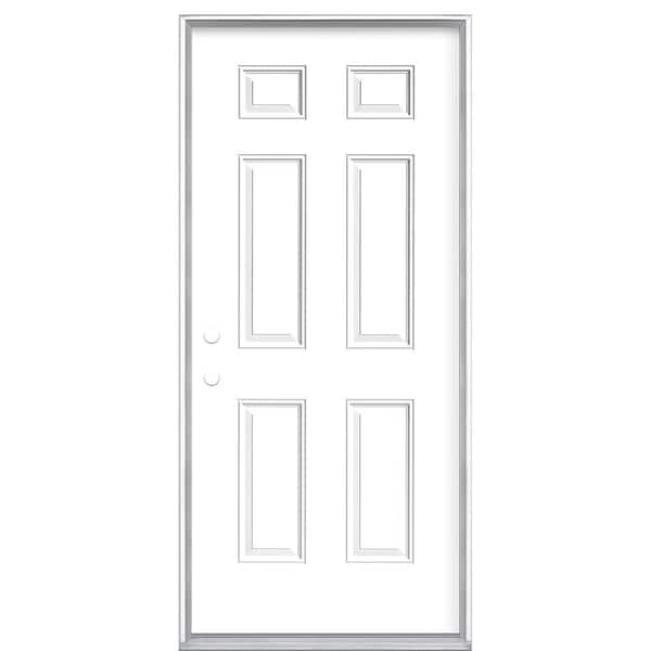 Masonite 36 in. x 80 in. 6-Panel Right-Hand Inswing Painted Steel Prehung Front Exterior Door No Brickmold