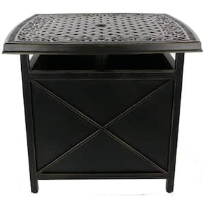 Seasons 2-In-1 Cast-Top Outdoor Aluminum Side Table and Umbrella Stand