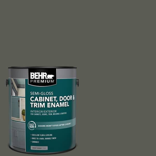 BEHR PREMIUM 1 gal. #N380-7 Black Bamboo Semi-Gloss Enamel Interior/Exterior Cabinet, Door & Trim Paint