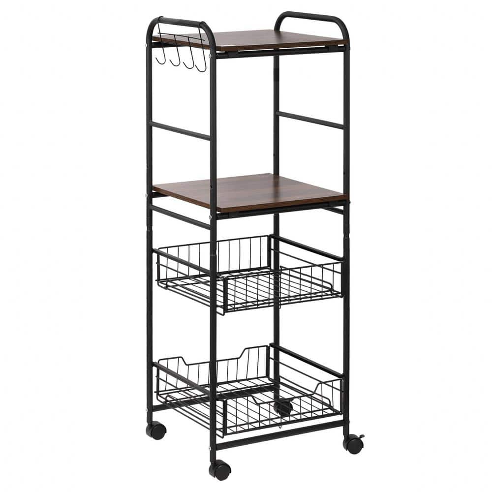 Walunt Kitchen Cart with 2Basket Drawers, Side Hooks 801224V80 The Home Depot