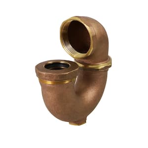 2 in. IPS x 1-1/2 in. LA Pattern Trap with Drain Plug for Tubular Drain Applications, Brass