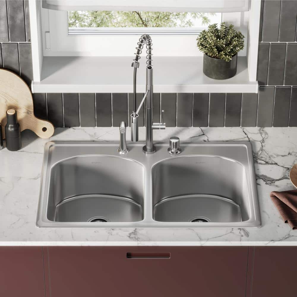Ouvert 33 x 22 Stainless Steel Dual Basin Top-Mount Kitchen Sink