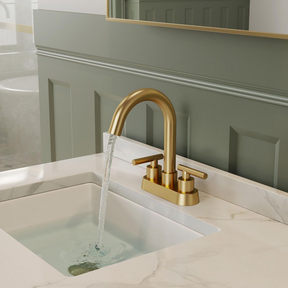 ゴールド　2点セット EVERSTEIN 2 or 3 Hole 4 in. Centerset High-Arc Double-Handle