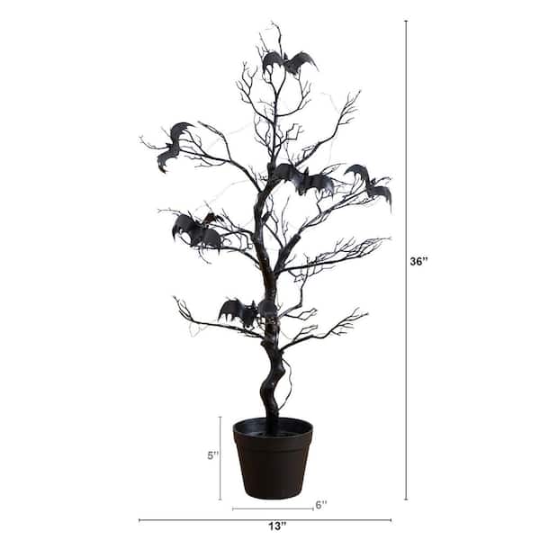 Nearly Natural 3ft. Pre-Lit Artificial Halloween Black Spooky Twig