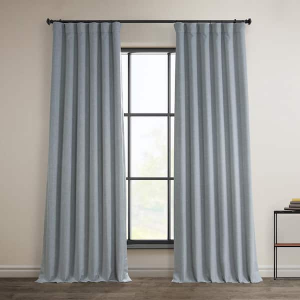 Exclusive Fabrics & Furnishings Heather Grey Solid Rod Pocket Room Darkening Curtain - 50 in. W x 108 in. L (1 Panel)