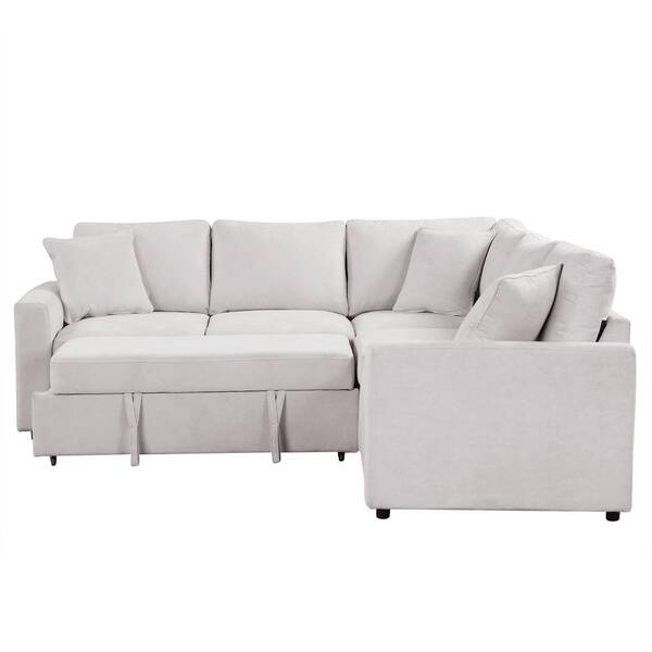 J&E Home 100 in. Square Arm 5-piece L Shaped Linen Modern