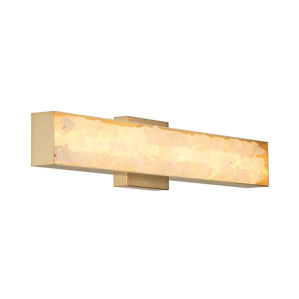 Minka Lavery Divinely 1-Light 24 in. Celeste Brass Wall Sconce with Quartz Crystalline Shade