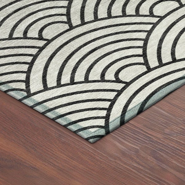 Chantille Machine Washable Indoor/Outdoor Abstract ACN2414 Black 3 ft. x 4 ft. Area Rug