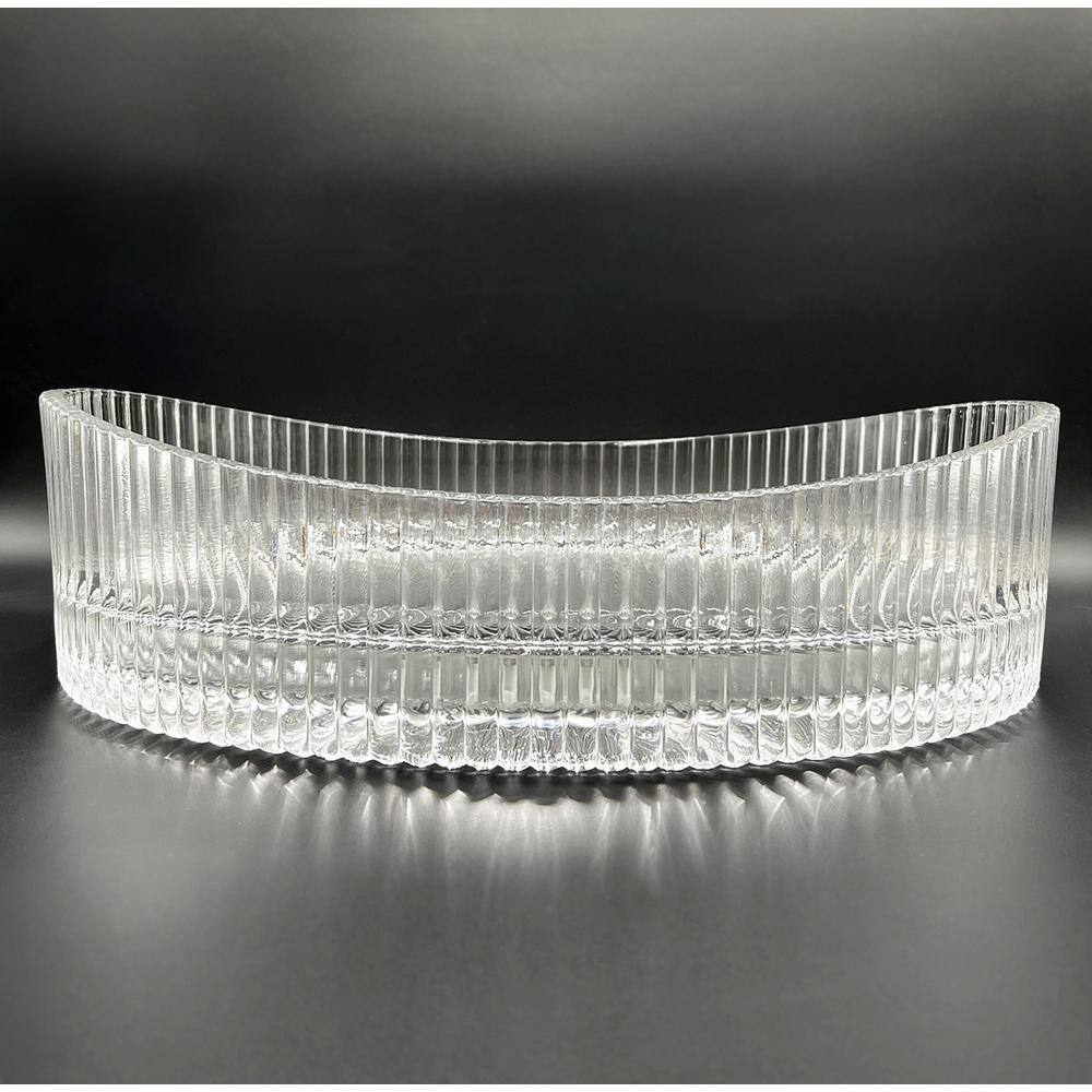 20'' Clear Ribbed Glass Oval Above-Counter Vessel Sink
