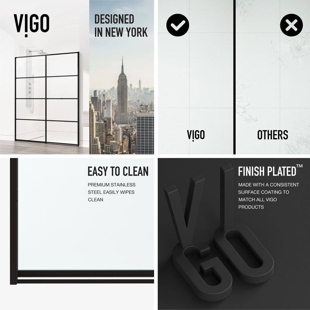Meridian 60" Matte Black and Clear Grid Glass Shower Door