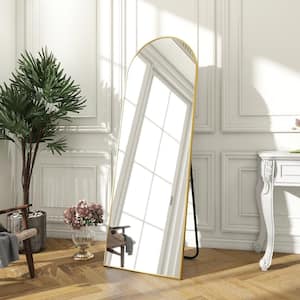 18 in. W x 58 in. H Arched Gold Full Length Standing Floor Mirror