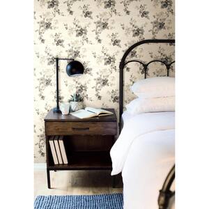 Heirloom Rose Gray/White Paper Peel & Stick Repositionable Wallpaper Roll (Covers 34 Sq. Ft.)