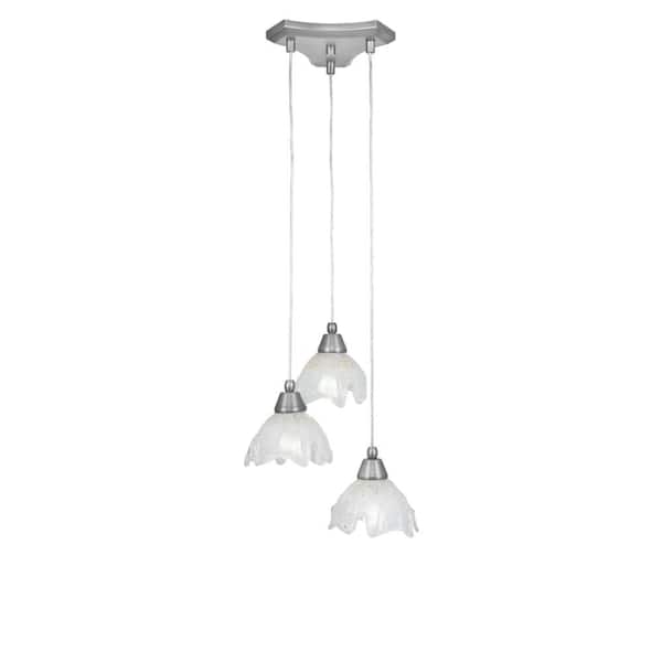 Unbranded Condor 3 Light Brushed Nickel, Cluster Pendant Light with 7 in. Gold Ice Glass Shades, No bulbs included