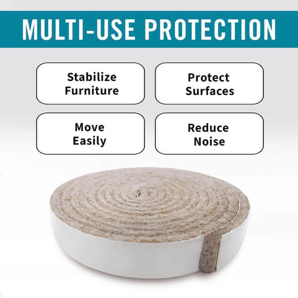 1/2 in. x 58 in. Beige Felt Strip Heavy Duty Self Adhesive Furniture Pad