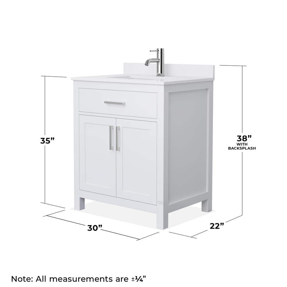 Beckett 30" White Single Bathroom Vanity with Cultured Marble Countertop
