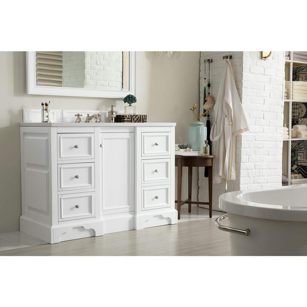 Bright White 48" Poplar and MDF Single Vanity Base
