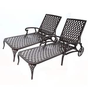 Antique Bronze Reclining Outdoor Chaise Lounge Chairs (2-Pack)