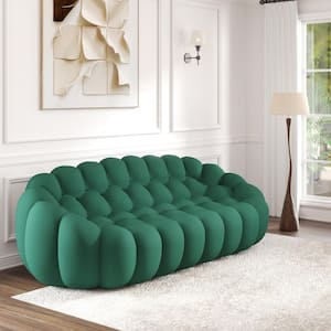 98.4 in. Modular Bubble Armless 3D Knitted Fabric Curved Sectional Sofa Floor 3-Seats Couch for Apartment in Green