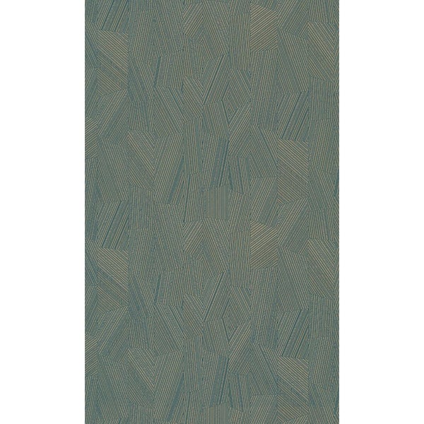 Walls Republic Green Vertical Geometric Stripes Metallic Shelf Liner Non- Woven Non-Pasted Wallpaper (57 sq. ft.) Double Roll