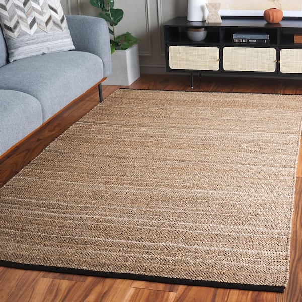 Natural Fiber 3 ft. x 5 ft. Light Brown/Beige Striped Woven Marle Area Rug