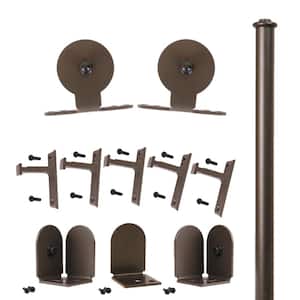 96 in. Top Mount Oil Rubbed Bronze Sliding Barn Door Round Track and Hardware Kit