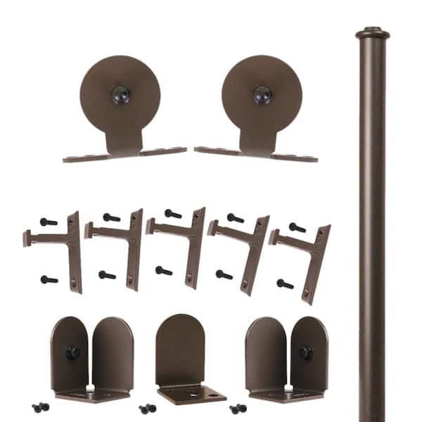 Quiet Glide 96 in. Top Mount Oil Rubbed Bronze Sliding Barn Door Round Track and Hardware Kit