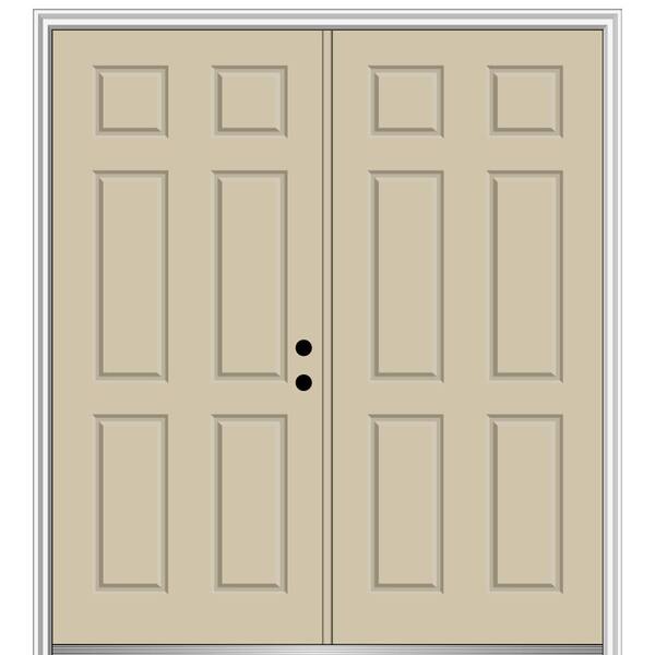 MMI Door 72 in. x 80 in. Classic Left-Hand Inswing 6-Panel Painted Fiberglass Smooth Prehung Front Door with Brickmould