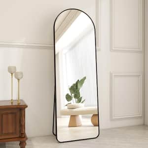 21 in. W x 64 in. H Arched Black Aluminum Alloy Framed Rounded Full Length Mirror Standing Floor Mirror