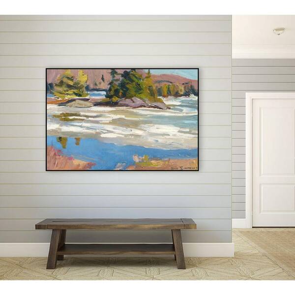 Little Running River by Ron Simpkins Framed Abstract Wall Art Print 24 in. x 18 in., Green/ Blue