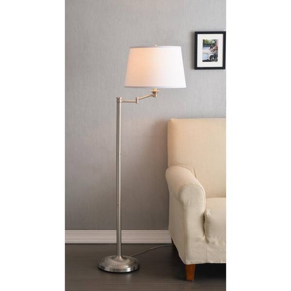 Manor Brook Reading 59 In Brushed, Home Depot Swing Arm Floor Lamp