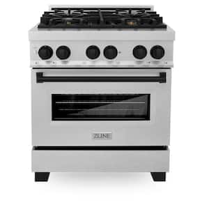 Autograph Edition 30 in. 4 Burner Dual Fuel Range in Fingerprint Resistant Stainless Steel and Matte Black