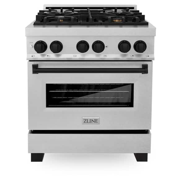 Autograph 30 in. Legacy Dual Fuel Range with 4 Burners and Electric Oven in Satin Stainless Steel and Black Accents