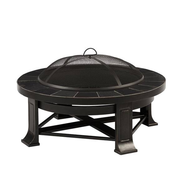 Real Flame Edwards 34 in. Steel Wood-Burning Fire Pit with Gray Tile