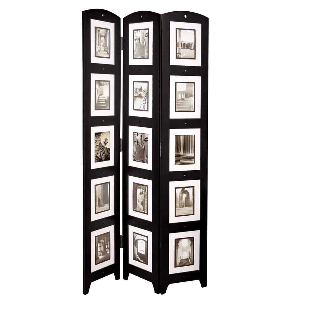 kieragrace KG Providence Photo Triple-Panel Wood Room Divider - Black