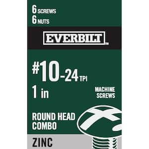 #10-24 x 1 in. Combo Round Head Zinc Plated Machine Screw (6-Pack)