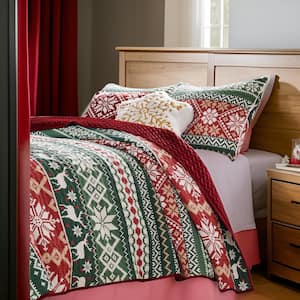 3-Piece Multicolor Solid Queen Size Microfiber Quilt Set